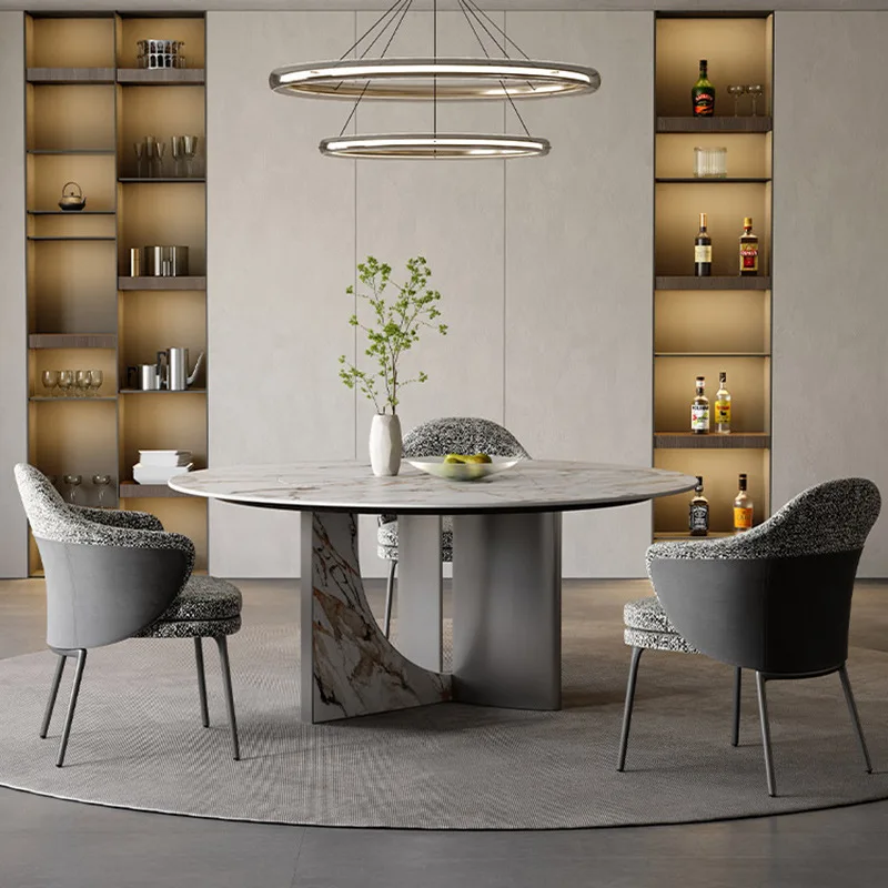 Delifeng rock slab round table with turntable Italian original design new villa large flat high-end dining table
Delifeng rock slab round table with turntable Italian original design new villa large flat high-end dining table