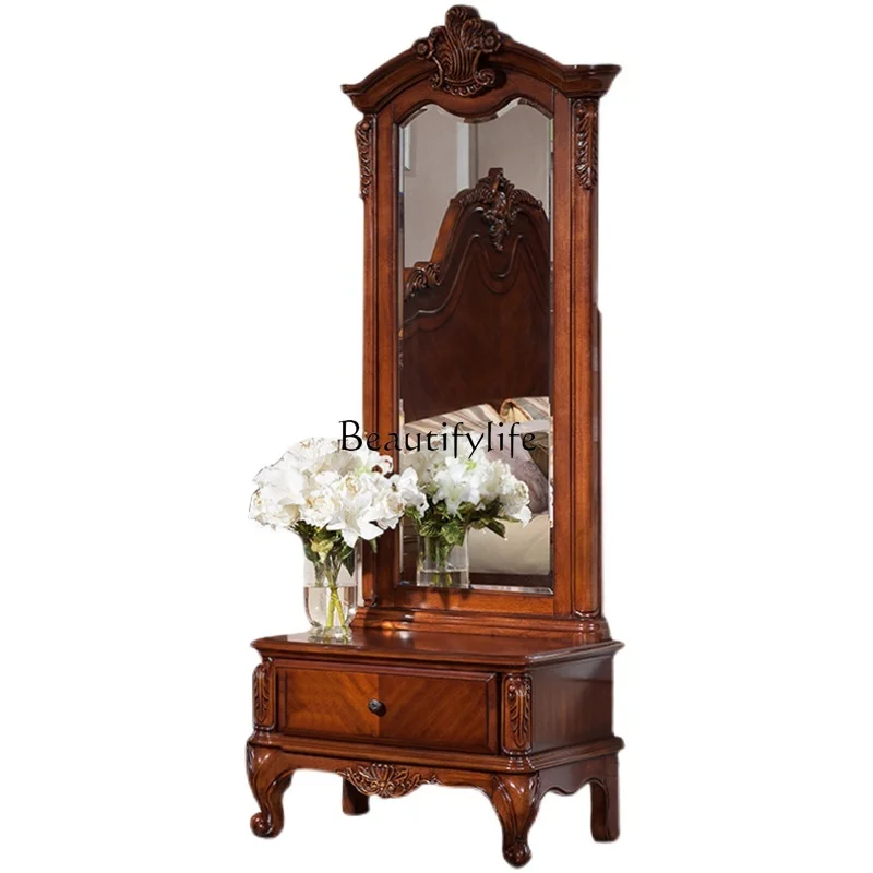 American solid wood full-body full-length mirror retro floor-to-ceiling European-style carved fitting mirror storage cabinet
American solid wood full-body full-length mirror retro floor-to-ceiling European-style carved fitting mirror storage cabinet