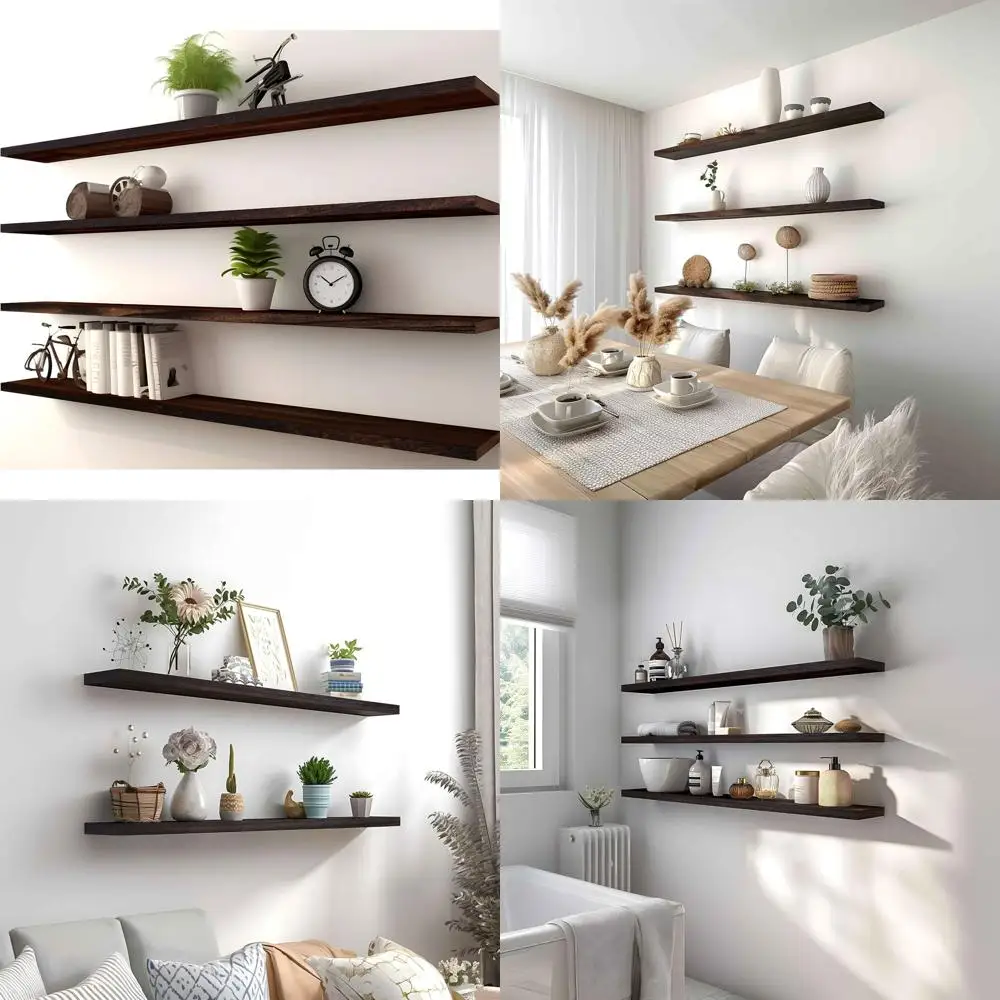 48 Set of 4 Brown Wooden Floating Wall Shelves for Bedroom
48 Set of 4 Brown Wooden Floating Wall Shelves for Bedroom