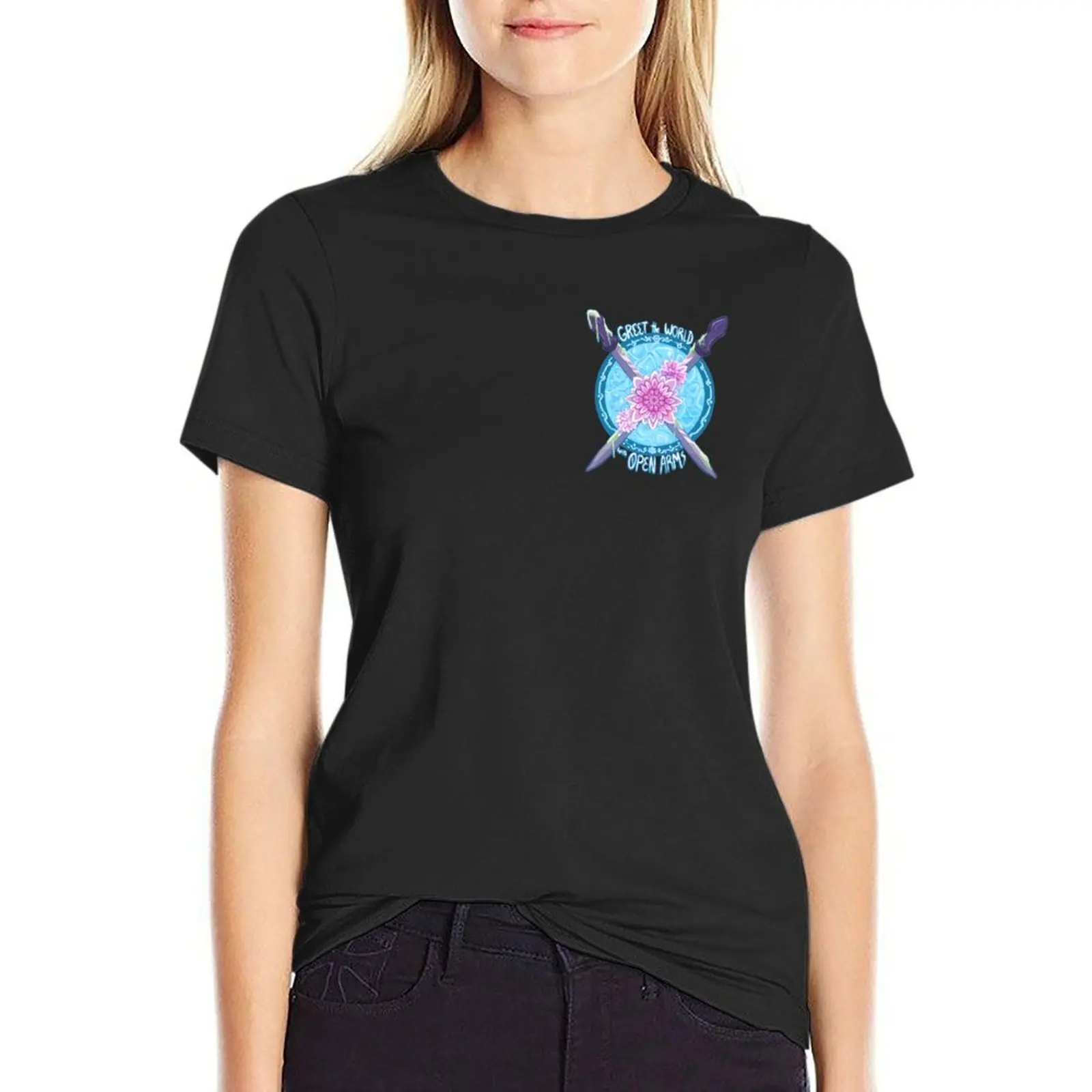 Greet the World With Open Arms T-Shirt vintage summer tops quick drying Women's cotton t-shirt
Greet the World With Open Arms T-Shirt vintage summer tops quick drying Women's cotton t-shirt