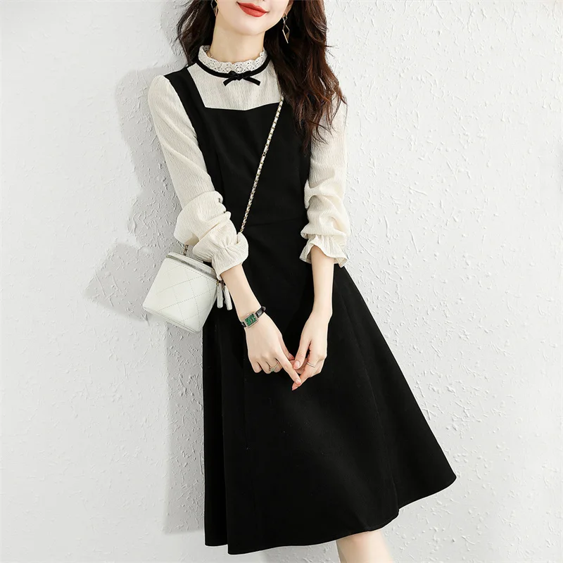 2022 Korean Fake Two-piece Dress For Women's Clothing Spring Autumn New Lace Edge Half Turtleneck Waist A-line Dress bd315
2022 Korean Fake Two-piece Dress For Women's Clothing Spring Autumn New Lace Edge Half Turtleneck Waist A-line Dress bd315