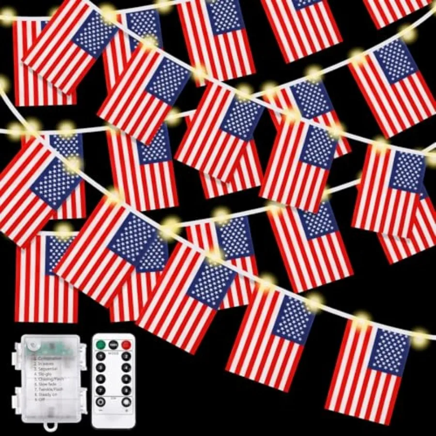 4th of July Decorations 32.8ft 38 Pieces American Flag Banner with String Lights for Independence Day Memorial Day Outdoor Part
4th of July Decorations 32.8ft 38 Pieces American Flag Banner with String Lights for Independence Day Memorial Day Outdoor Part