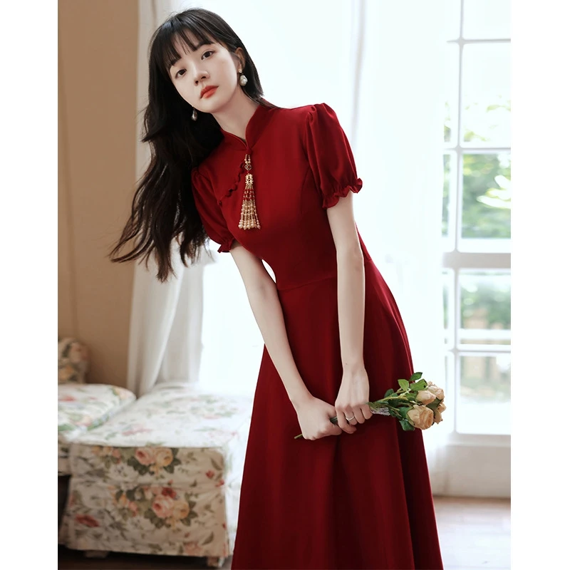 Toast Dress Bride Autumn Wedding Chinese Cheongsam Red Small Dress Skirt Female Engagement
Toast Dress Bride Autumn Wedding Chinese Cheongsam Red Small Dress Skirt Female Engagement
