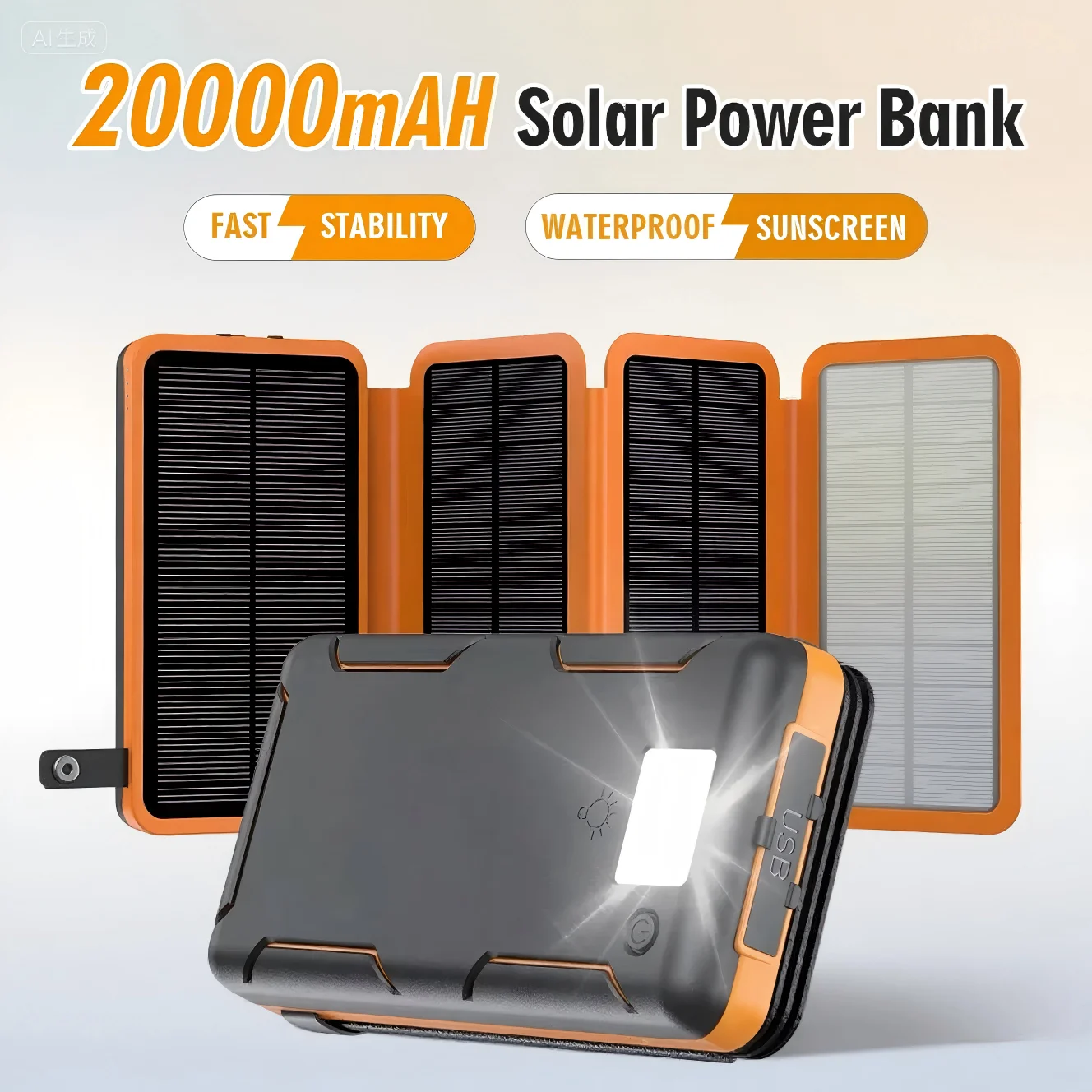 4-Fold Solar Power Bank 20000mAh | 15W Fast Charge + Solar Charging Modes Emergency Power for Outages (Universal USB-A/C Ports)
4-Fold Solar Power Bank 20000mAh | 15W Fast Charge + Solar Charging Modes Emergency Power for Outages (Universal USB-A/C Ports)