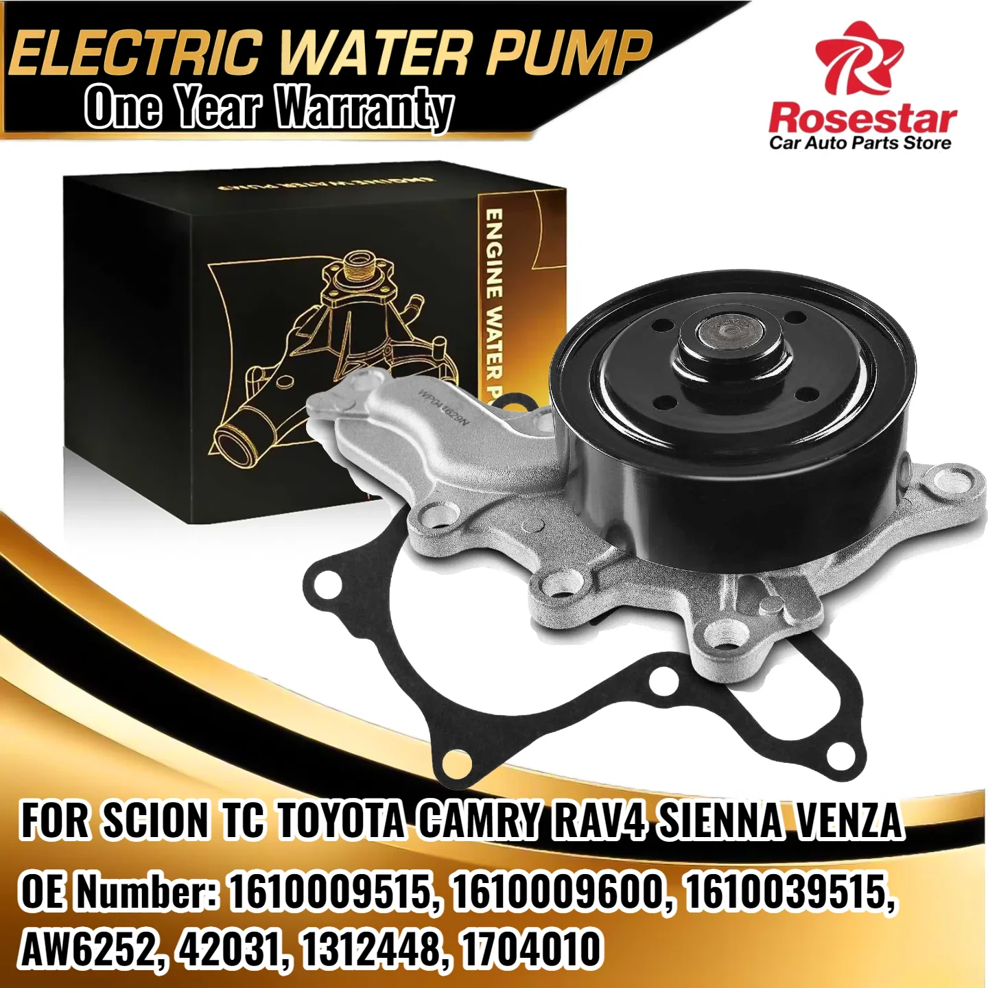 Water Pump for Toyota Camry RAV4 Highlander Sienna 2009-2018 2.5L 2.7L | OE 16100-09515, 16100-09600 | AW6252 
Water Pump for Toyota Camry RAV4 Highlander Sienna 2009-2018 2.5L 2.7L | OE 16100-09515, 16100-09600 | AW6252