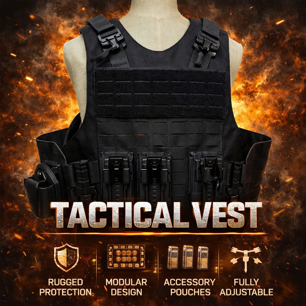 Quick Release Tactical Vest Modular Molle Plate Carrier Black Military Vest with Mag Pouches Multi-functional Airsoft Gear
Quick Release Tactical Vest Modular Molle Plate Carrier Black Military Vest with Mag Pouches Multi-functional Airsoft Gear