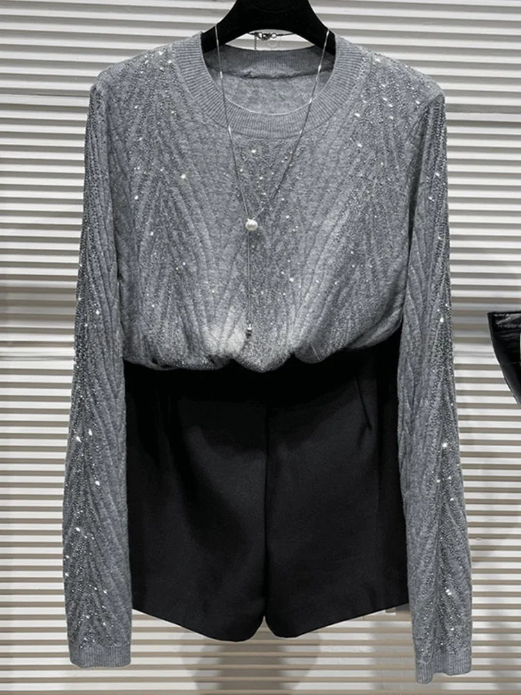 Трикотаж с блестками для похудения, круглый Ne Long Sve Ele, корейский дизайн, простой моющийся шерстяной свитер, одежда для поездок на работу
Трикотаж с блестками для похудения, круглый Ne Long Sve Ele, корейский дизайн, простой моющийся шерстяной свитер, одежда для поездок на работу