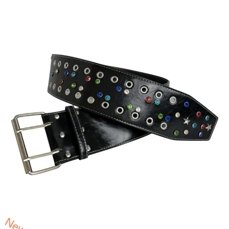 Punk Star Studded Belt With Rhinestones For Men And Women Adjustable 120CM Black PU Leather Waistband For Jeans LXAD
Punk Star Studded Belt With Rhinestones For Men And Women Adjustable 120CM Black PU Leather Waistband For Jeans LXAD