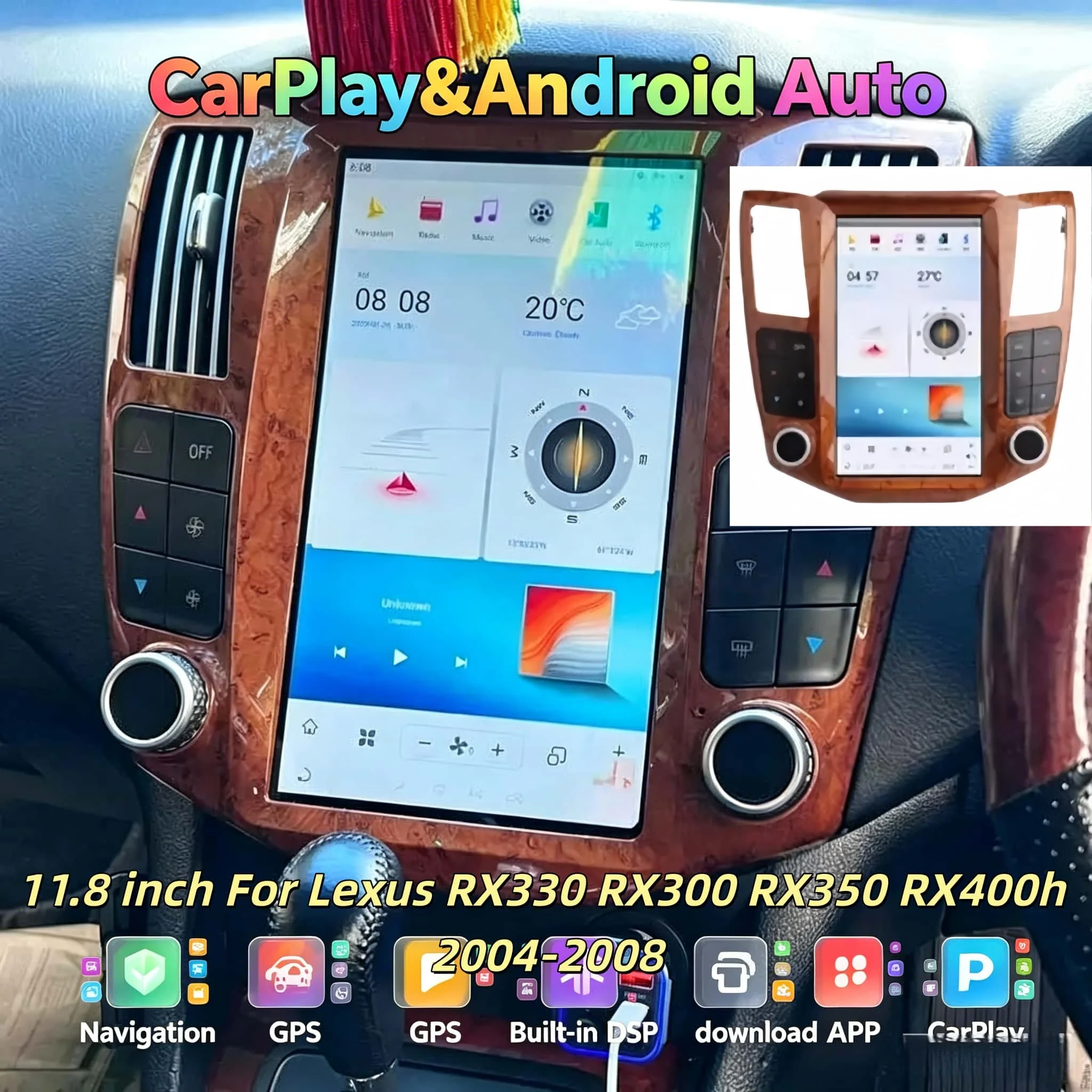 H 11.8inch Multimedia Video Player Car Radio For Lexus RX330 RX300 RX350 RX400h 2004-2008 Carplay Android Head Unit 4G WIFI
H 11.8inch Multimedia Video Player Car Radio For Lexus RX330 RX300 RX350 RX400h 2004-2008 Carplay Android Head Unit 4G WIFI