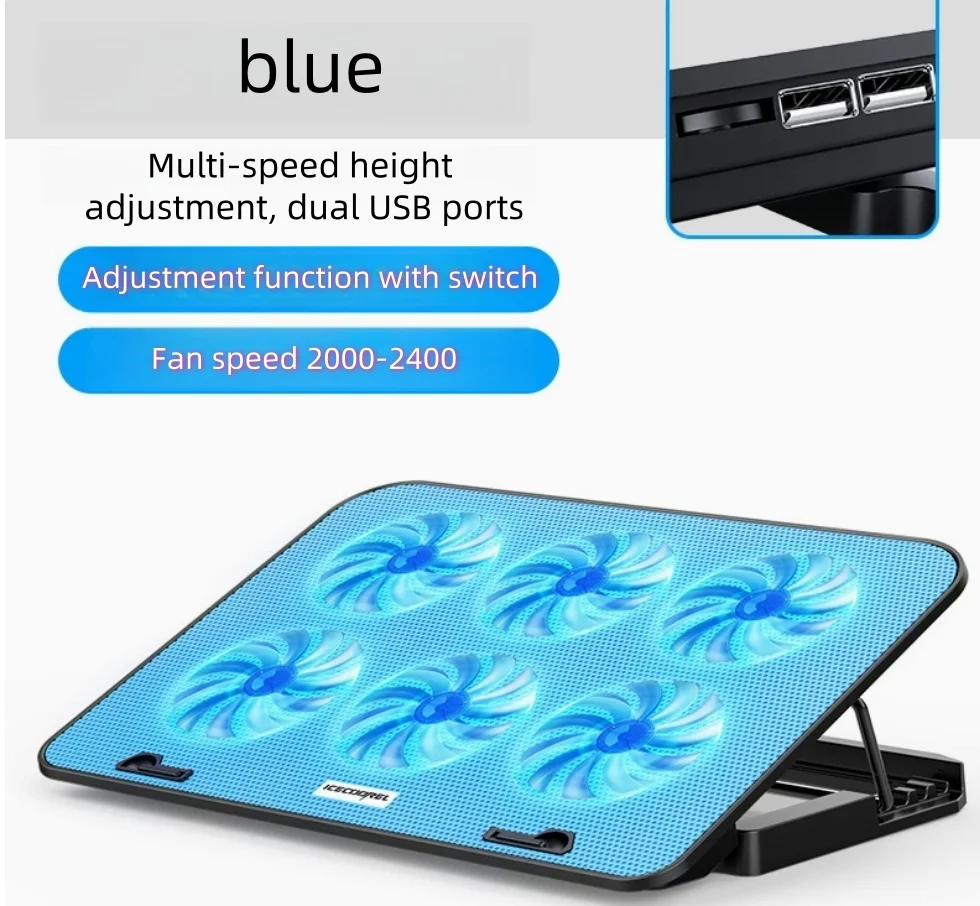 Laptop cooling pads for 12-17 inch laptop radiator stands, 6 silent fans, 5 levels of angle adjustment, take away the heat 
Laptop cooling pads for 12-17 inch laptop radiator stands, 6 silent fans, 5 levels of angle adjustment, take away the heat