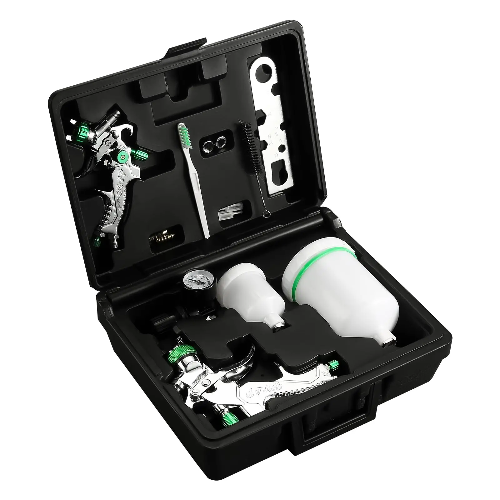 Nasedal HVLP Spray Gun Kit, 2pcs Paint Gun 0.8mm 1.4mm with Storage Case Air Regulator Gauge for House Furniture Car Painting
Nasedal HVLP Spray Gun Kit, 2pcs Paint Gun 0.8mm 1.4mm with Storage Case Air Regulator Gauge for House Furniture Car Painting