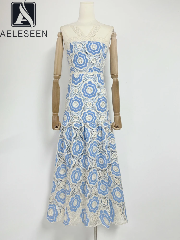 AELESEEN 2025 Spring Summer Elegant Midi Dress Women Spaghetti Strap Floral Lace Embroidery Floral Pattern Hollow Waist Slim-Fit
AELESEEN 2025 Spring Summer Elegant Midi Dress Women Spaghetti Strap Floral Lace Embroidery Floral Pattern Hollow Waist Slim-Fit