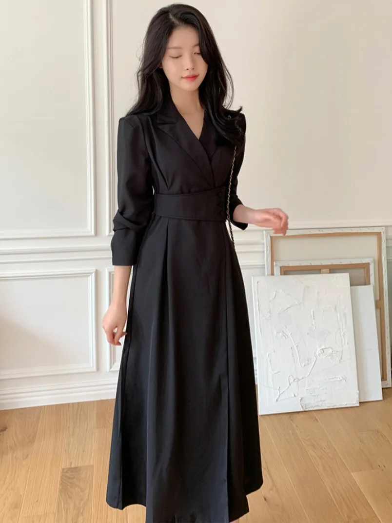 Ele Long Suit-Sle Dr Women's Chic High Waist Slimming Over-Knee Lengthened Collar Faionable Autumn Commute Wear
Ele Long Suit-Sle Dr Women's Chic High Waist Slimming Over-Knee Lengthened Collar Faionable Autumn Commute Wear