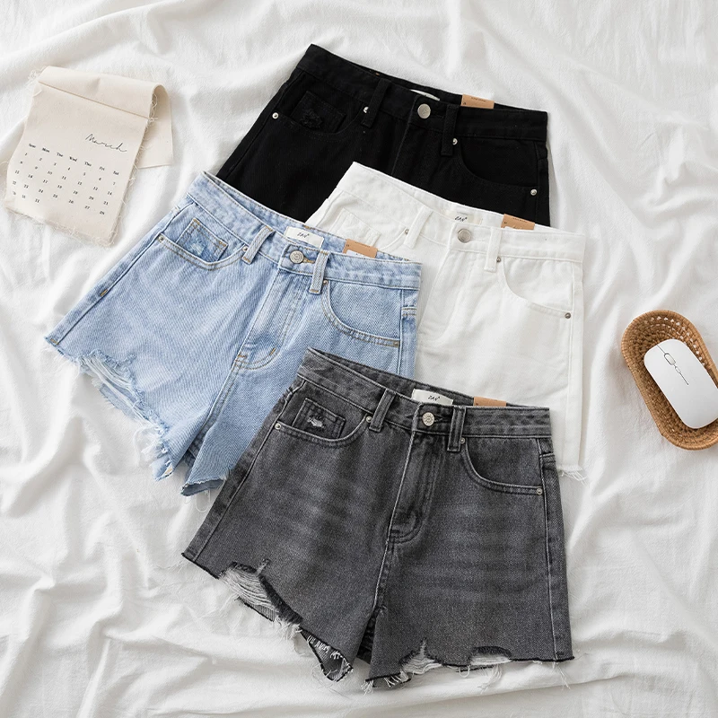 High Waist Distressed Denim Shorts Women Summer New Style Loose A-Line Hot Pants Korean Version Washed Effect Slimming Jeans
High Waist Distressed Denim Shorts Women Summer New Style Loose A-Line Hot Pants Korean Version Washed Effect Slimming Jeans