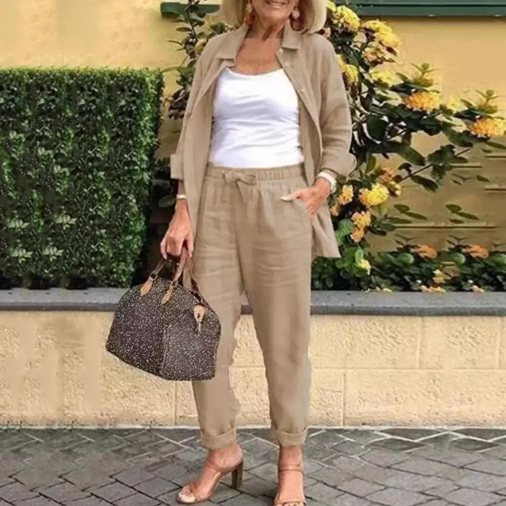 Casual Two-piece Outfit Stylish Women's Shirt Pants Set Loose Lapel Blouse Elastic Waist Trousers Mid Length Long Sleeve Daily
Casual Two-piece Outfit Stylish Women's Shirt Pants Set Loose Lapel Blouse Elastic Waist Trousers Mid Length Long Sleeve Daily