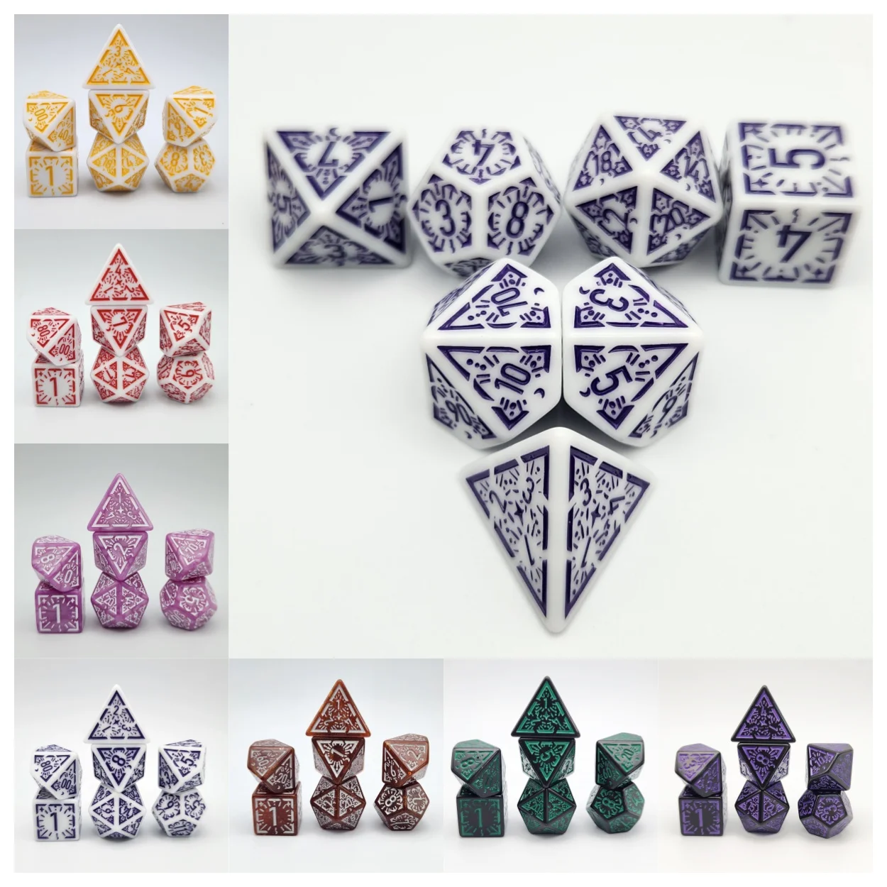 7pcs DND Dice carve Pattern Polyhedral Dices Role Playing D&D TRPG Board Game Dice As Gift Entertainment Accessories
7pcs DND Dice carve Pattern Polyhedral Dices Role Playing D&D TRPG Board Game Dice As Gift Entertainment Accessories