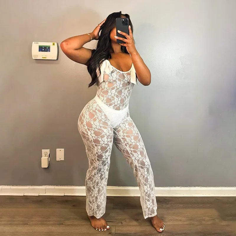 2025 Spring Sexy Lace Patchwork Bow Sheer Strapless Jumpsuit Women Slash Neck Backless Sleeveless Spicy Girls Streetwear Rompers
2025 Spring Sexy Lace Patchwork Bow Sheer Strapless Jumpsuit Women Slash Neck Backless Sleeveless Spicy Girls Streetwear Rompers