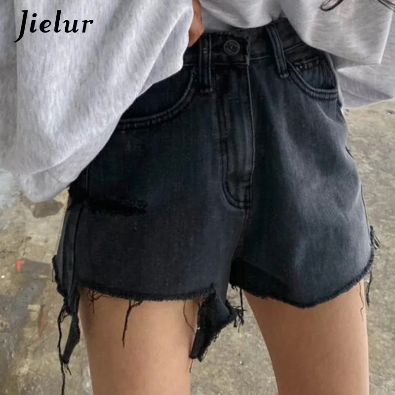 Jielur Women Denim Shorts Chic Ripped Holes Tassels Shorts for Women Blue High Waist A-line Black Jeans Streetwear S-L
Jielur Women Denim Shorts Chic Ripped Holes Tassels Shorts for Women Blue High Waist A-line Black Jeans Streetwear S-L