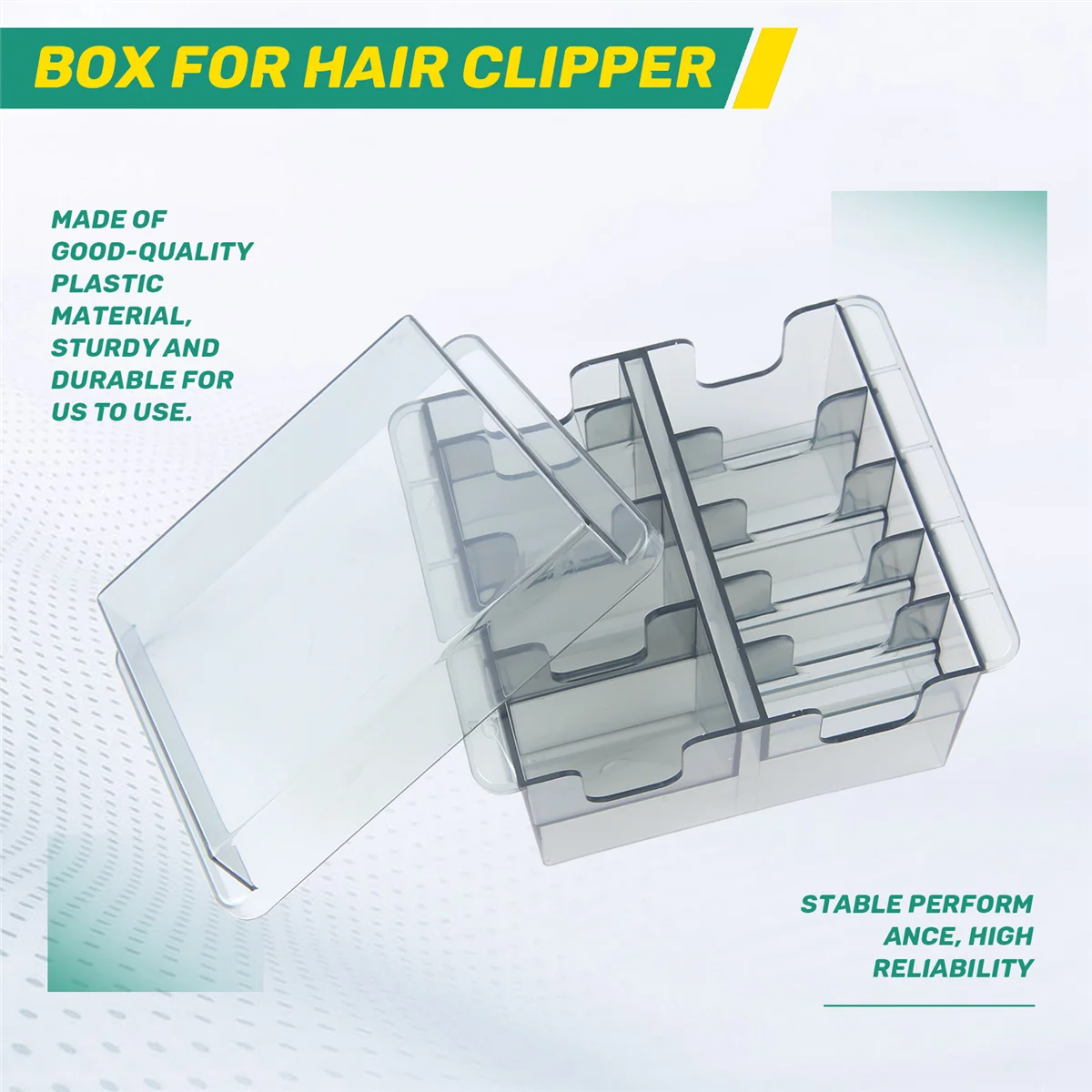 T27C Grid Base Storage Box для 8 шт. машинка для стрижки волос, триммер, ограничительная расческа, направляющая, парикмахерский инструмент для направляющих расчесок Wahl
T27C Grid Base Storage Box для 8 шт. машинка для стрижки волос, триммер, ограничительная расческа, направляющая, парикмахерский инструмент для направляющих расчесок Wahl