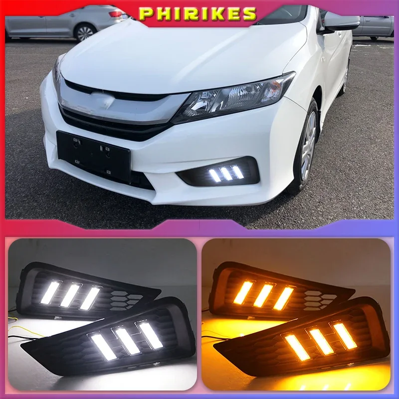 LED daytime Running Lights for Honda City 2015 2016 fog lamp cover drl with yellow turn signal light car styling
LED daytime Running Lights for Honda City 2015 2016 fog lamp cover drl with yellow turn signal light car styling