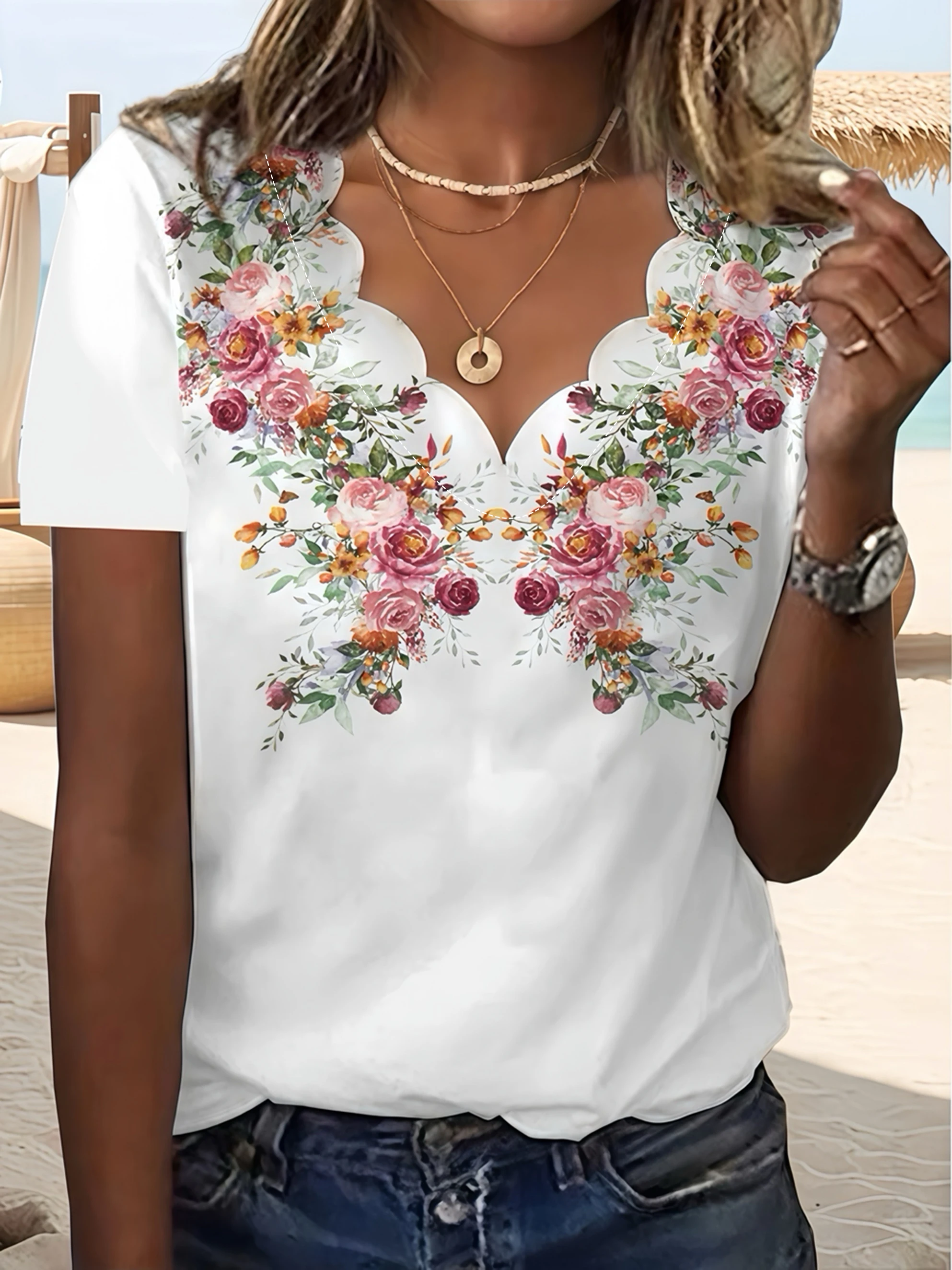 Fashion Plus Size Blouse - Floral Wave V-Neck T-Shirt for Women Summer Elegant Casual Tops
Fashion Plus Size Blouse - Floral Wave V-Neck T-Shirt for Women Summer Elegant Casual Tops