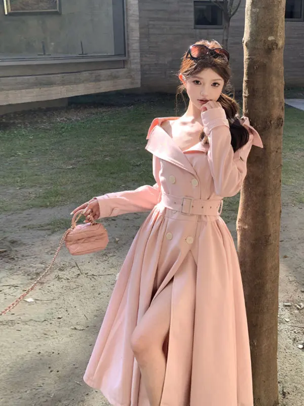 Elegant Long One-Shoulder Korean Style Women's Coat Gentle Wind Unique Attractively Designed Spring Outerwear for Ladies
Elegant Long One-Shoulder Korean Style Women's Coat Gentle Wind Unique Attractively Designed Spring Outerwear for Ladies