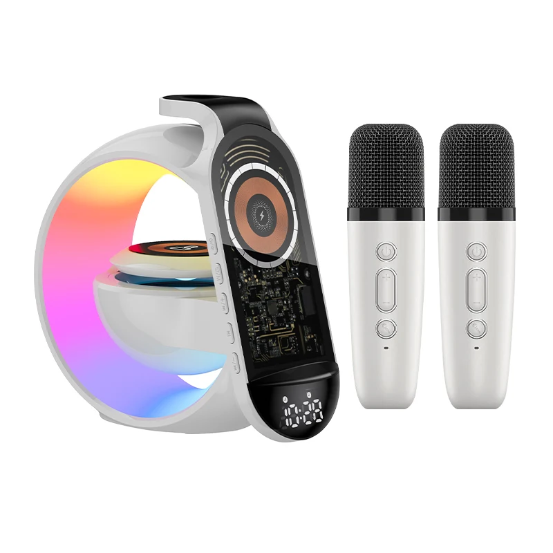 GK-A1 multifunctional wireless charging Bluetooth speaker RGB colorful light 360 surround sound effect portable karaoke speaker
GK-A1 multifunctional wireless charging Bluetooth speaker RGB colorful light 360 surround sound effect portable karaoke speaker