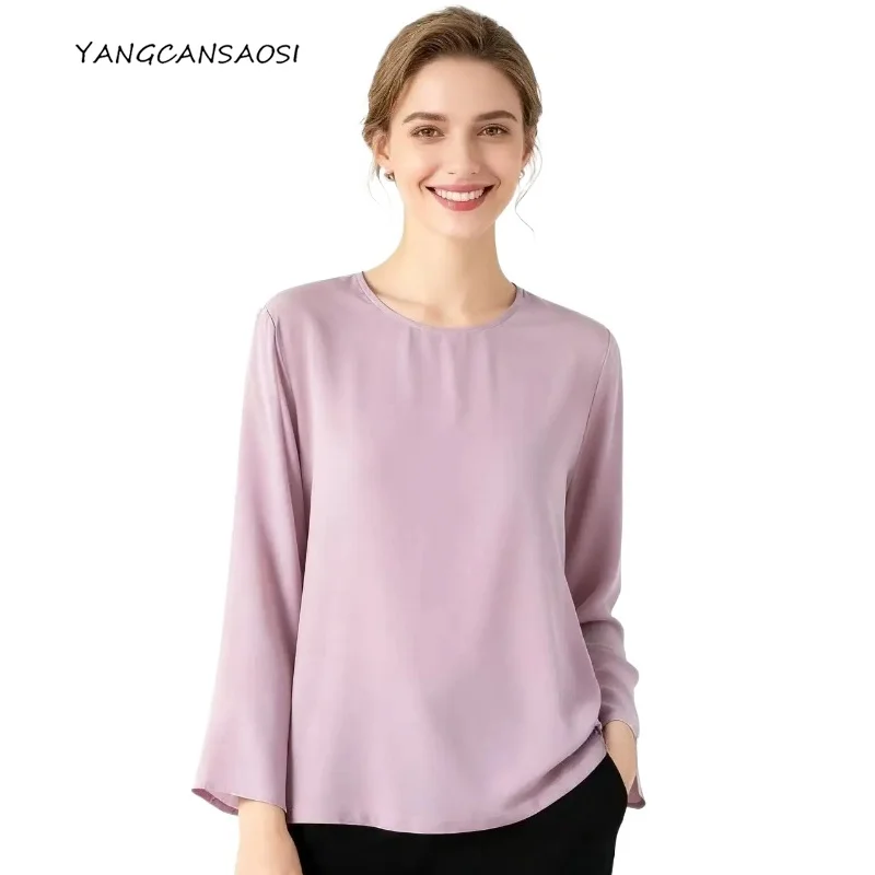 Women's Early Autumn Classic Basic New 100% Natural Mulberry Silk Crepe De Chine Round Neck Long Sleeved Solid Color T-shirt
Women's Early Autumn Classic Basic New 100% Natural Mulberry Silk Crepe De Chine Round Neck Long Sleeved Solid Color T-shirt