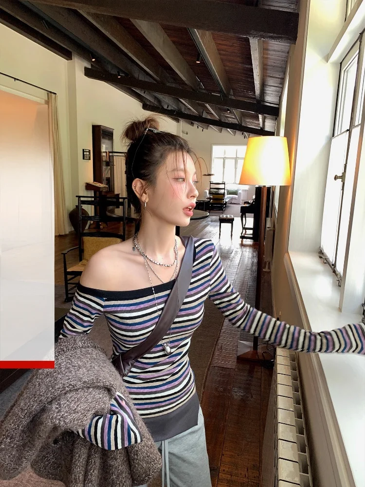 DULA Good Home Korean Cartoon oulder Bared Striped Long Sve Slim Fit Women's T-irt Casual Sle Cotton Polyester Blend
DULA Good Home Korean Cartoon oulder Bared Striped Long Sve Slim Fit Women's T-irt Casual Sle Cotton Polyester Blend