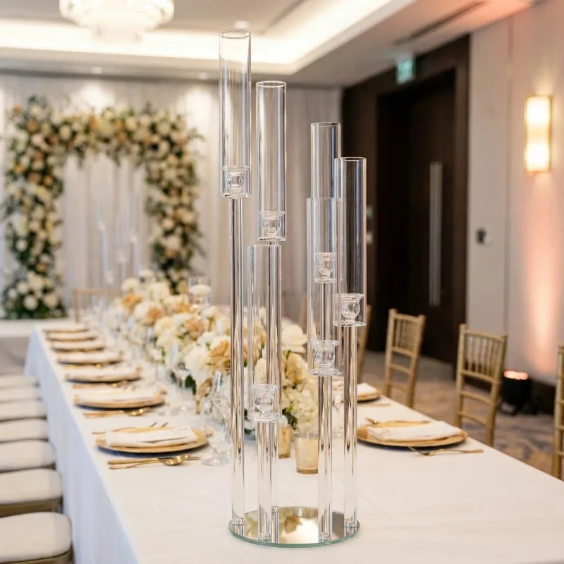 Crystal glass 7-head candlestick hotel wedding road guide table arrangement French romantic candlestick
Crystal glass 7-head candlestick hotel wedding road guide table arrangement French romantic candlestick