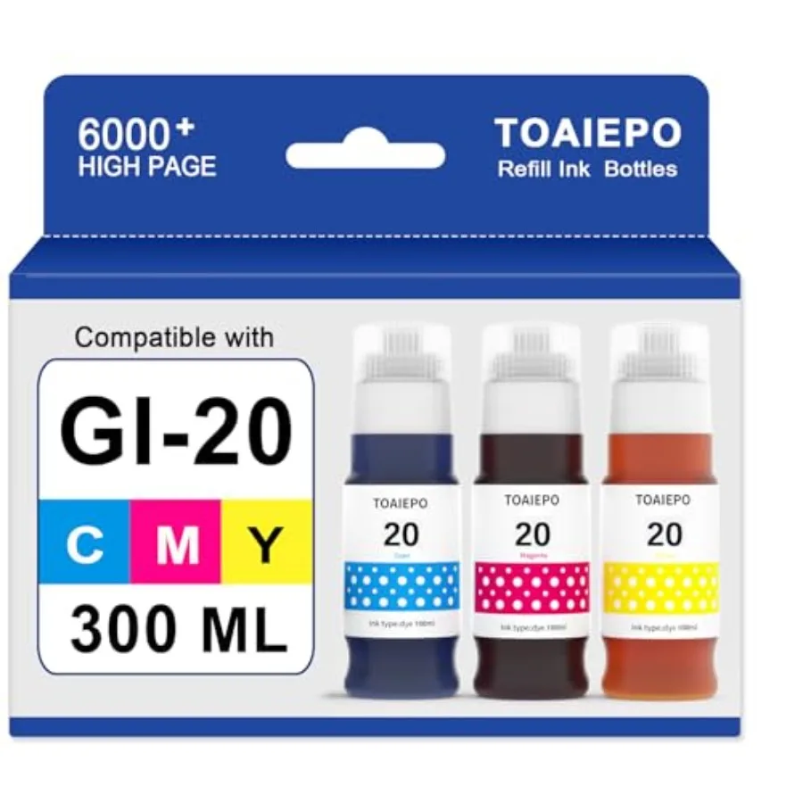 GI-20 Ink Refill Bottle Kit Replacement for Canon GI20 Ink Bottle Compatible with Canon Megatank G6020 G5020 G7020 Printer, 3 P
GI-20 Ink Refill Bottle Kit Replacement for Canon GI20 Ink Bottle Compatible with Canon Megatank G6020 G5020 G7020 Printer, 3 P