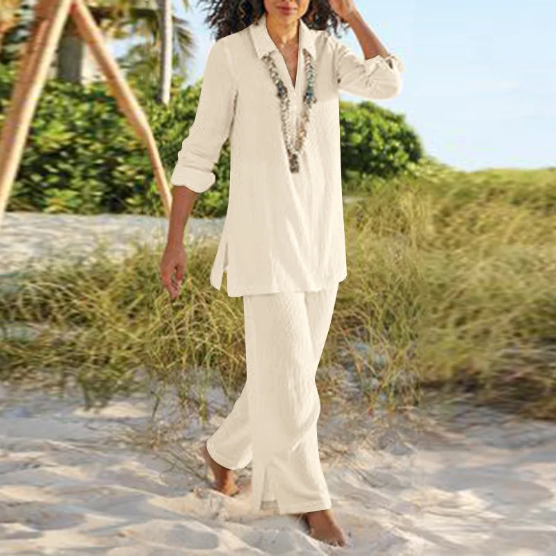 Womens Solid Two-piece Set Suit Chinese Style Retro Pants Set Cotton Linen Casual Long-sleeve Loose Set Women Outfits Streetwear
Womens Solid Two-piece Set Suit Chinese Style Retro Pants Set Cotton Linen Casual Long-sleeve Loose Set Women Outfits Streetwear