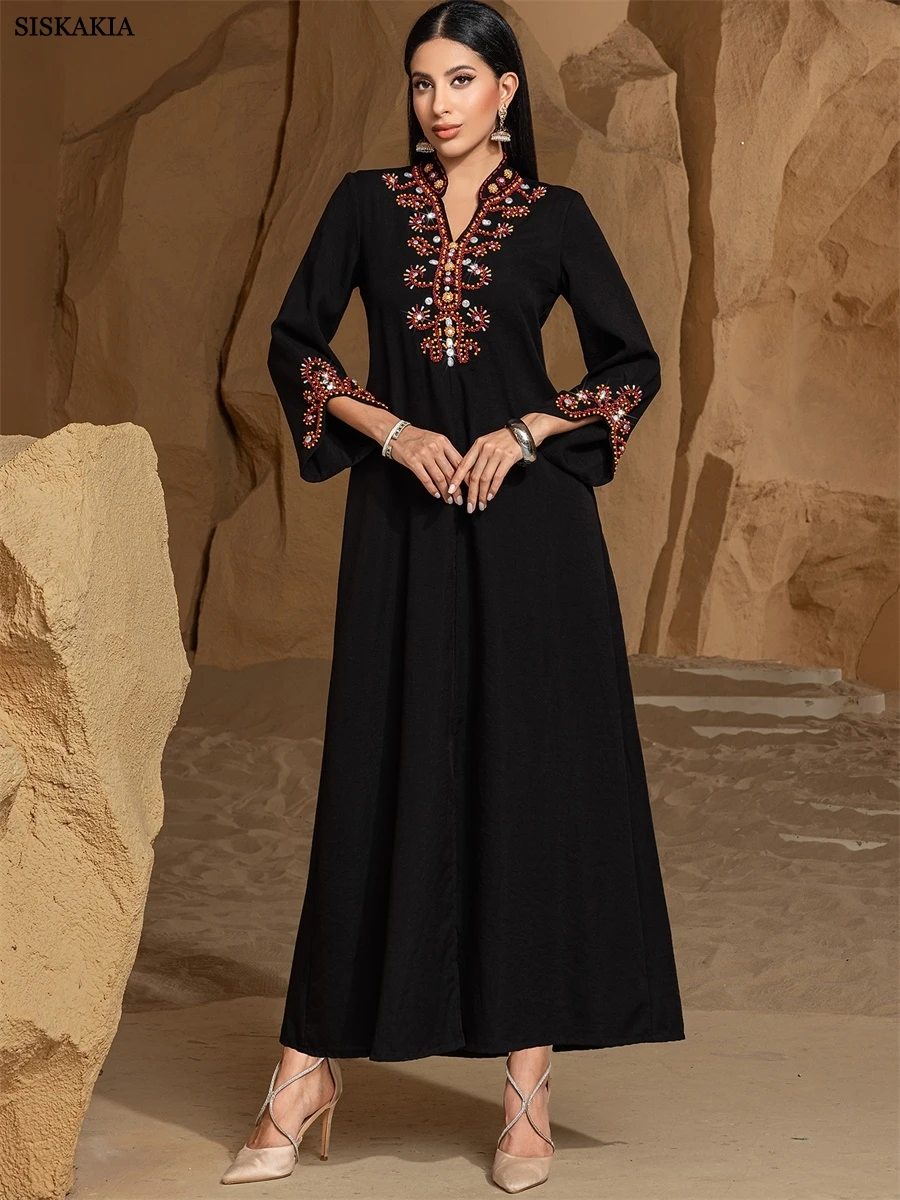 Siskakia New Luxury Woman Evening Dress Morocco Elegant Beading Kaftan Muslim Woman Abaya 2025
Siskakia New Luxury Woman Evening Dress Morocco Elegant Beading Kaftan Muslim Woman Abaya 2025