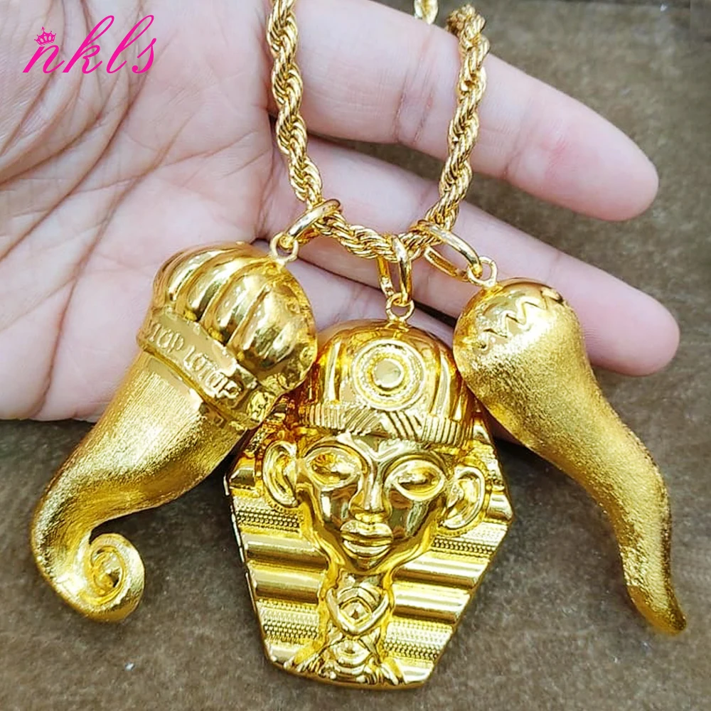 African Dubai Pendant with Chain for Women 60cm Necklace 18k Gold Plated Men Head Pendant Hip Hop Fashion Jewelry for Party Gift
African Dubai Pendant with Chain for Women 60cm Necklace 18k Gold Plated Men Head Pendant Hip Hop Fashion Jewelry for Party Gift