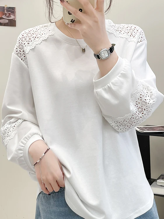 Японская футболка с длинным светом и кружевом, женская свободная футболка с вырезами, универсальный топ Ele, белый, оверсайз
Японская футболка с длинным светом и кружевом, женская свободная футболка с вырезами, универсальный топ Ele, белый, оверсайз