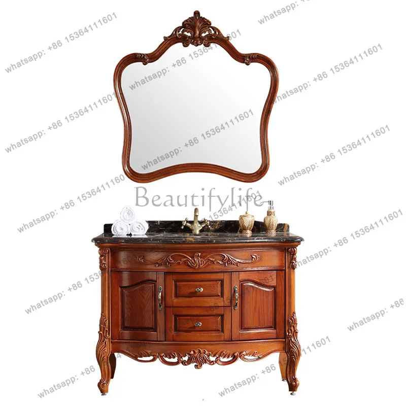 European bathroom cabinet combination red oak washbasin cabinet solid wood bathroom
European bathroom cabinet combination red oak washbasin cabinet solid wood bathroom