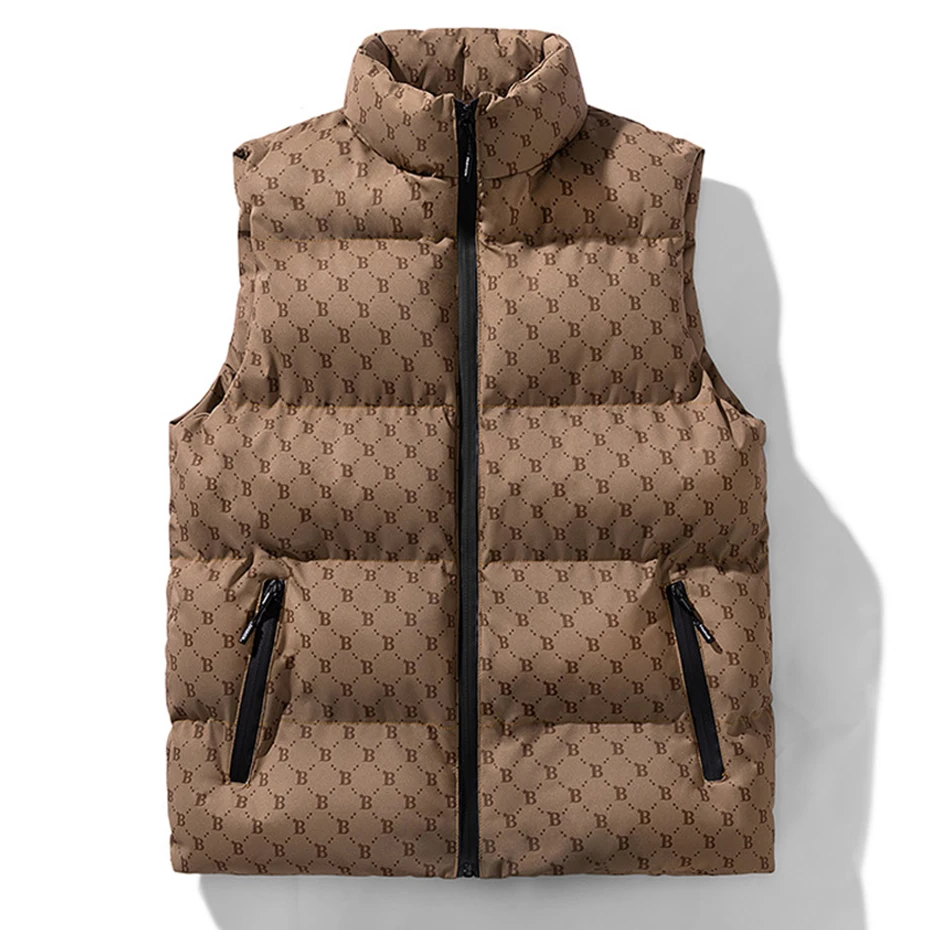 Letter Graphic Winter Padded Vest Stand Collar Zip-up Thicken Warm Vests for Men Black Brown
Letter Graphic Winter Padded Vest Stand Collar Zip-up Thicken Warm Vests for Men Black Brown