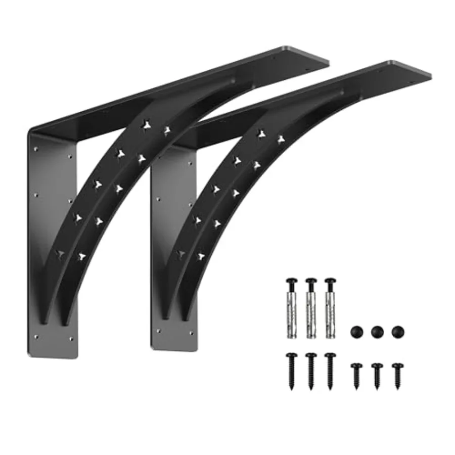 Heavy Duty Shelf Brackets - Max Load 900 LBS Premium Alloy Metal Mantel Brackets - Fireplace Countertop Support Matte Black 20
Heavy Duty Shelf Brackets - Max Load 900 LBS Premium Alloy Metal Mantel Brackets - Fireplace Countertop Support Matte Black 20