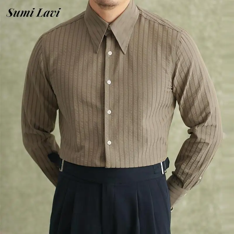 2026 Spring New Casual Mens Long Sleeve Shirts Vintage Turn-down Collar Button-up Shirt Men Fashion Striped Textured Shirts
2026 Spring New Casual Mens Long Sleeve Shirts Vintage Turn-down Collar Button-up Shirt Men Fashion Striped Textured Shirts