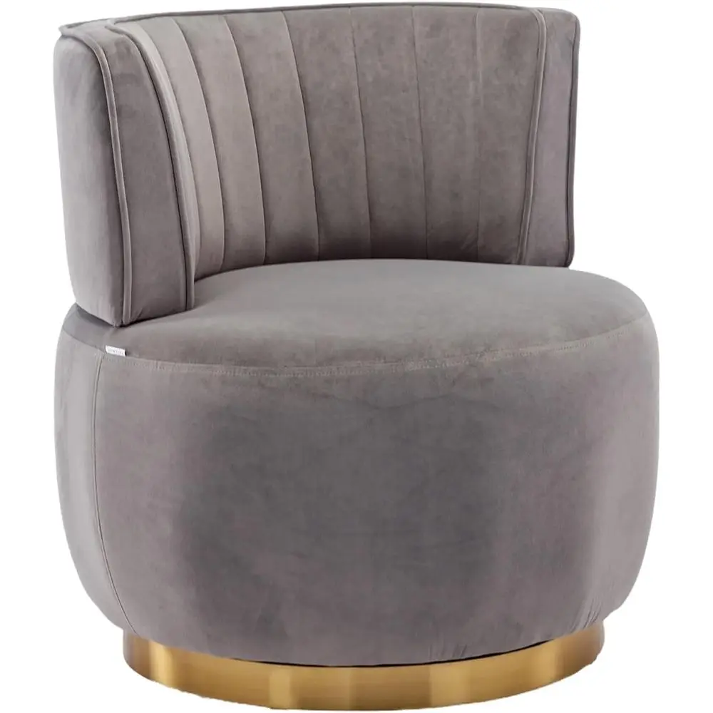 High-Back Velvet Swivel Chair with Gold Base for Living Spaces, Grey
High-Back Velvet Swivel Chair with Gold Base for Living Spaces, Grey