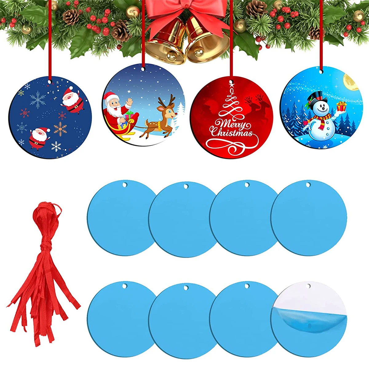 Christmas Sublimation Ornament with Red String Double Sides Sublimation Ornament Blanks Round Light Weight Sublimation Blanks
Christmas Sublimation Ornament with Red String Double Sides Sublimation Ornament Blanks Round Light Weight Sublimation Blanks