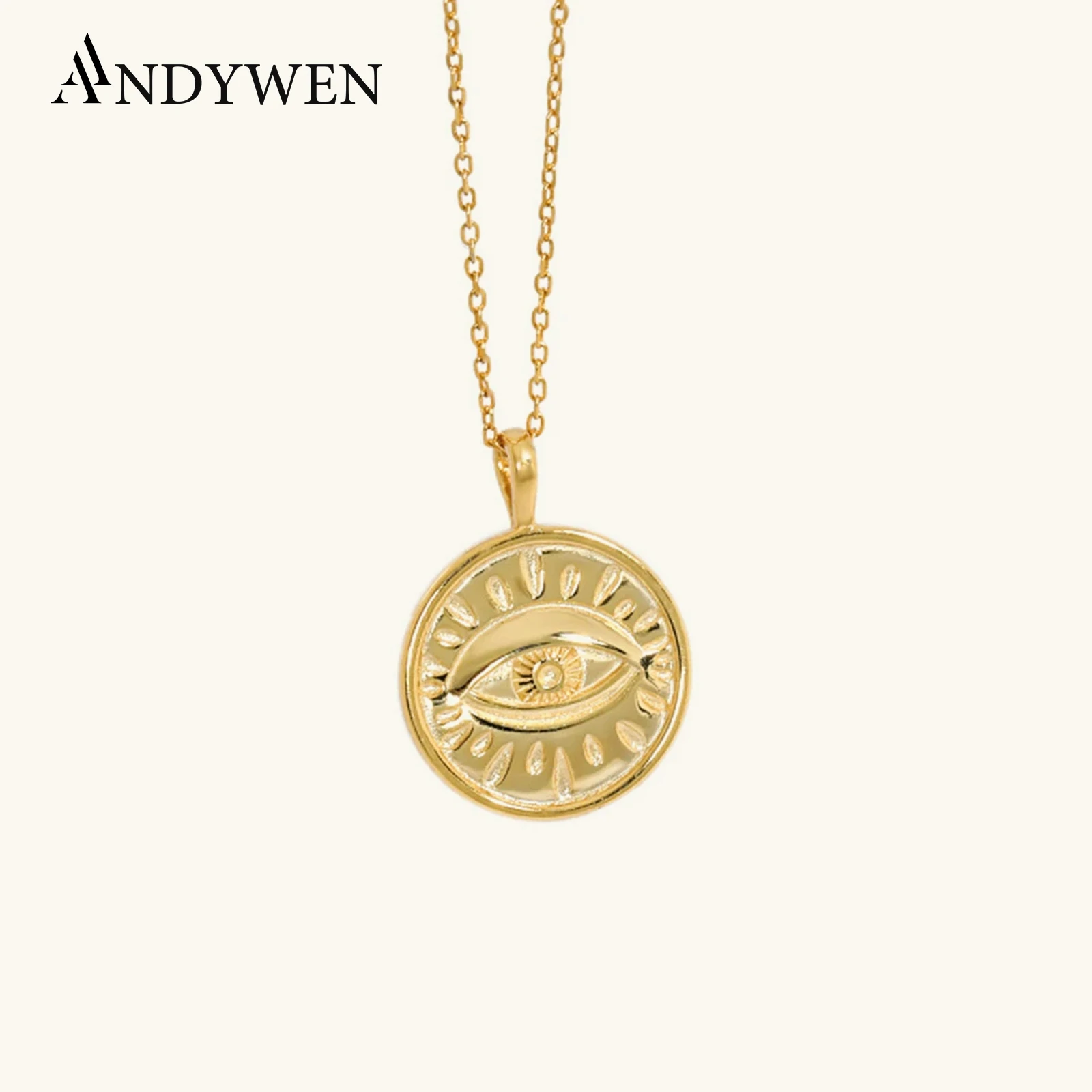 ANDYWEN 925 Sterling Silver Geometric Irregular Coins Eye Pendant Necklace Long Chain Wedding Gift Rock Punk Fashion Fine Jewel
ANDYWEN 925 Sterling Silver Geometric Irregular Coins Eye Pendant Necklace Long Chain Wedding Gift Rock Punk Fashion Fine Jewel