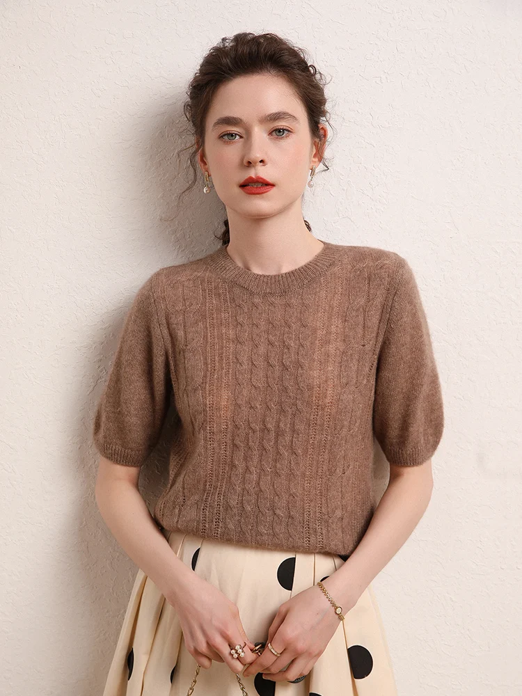 ADDONEE Women Preppy Style Cashmere Sweater O-neck Half-Sleeve Pullover T-shirt 100% Cashmere Knitwear Spring Autumn Clothes Top
ADDONEE Women Preppy Style Cashmere Sweater O-neck Half-Sleeve Pullover T-shirt 100% Cashmere Knitwear Spring Autumn Clothes Top