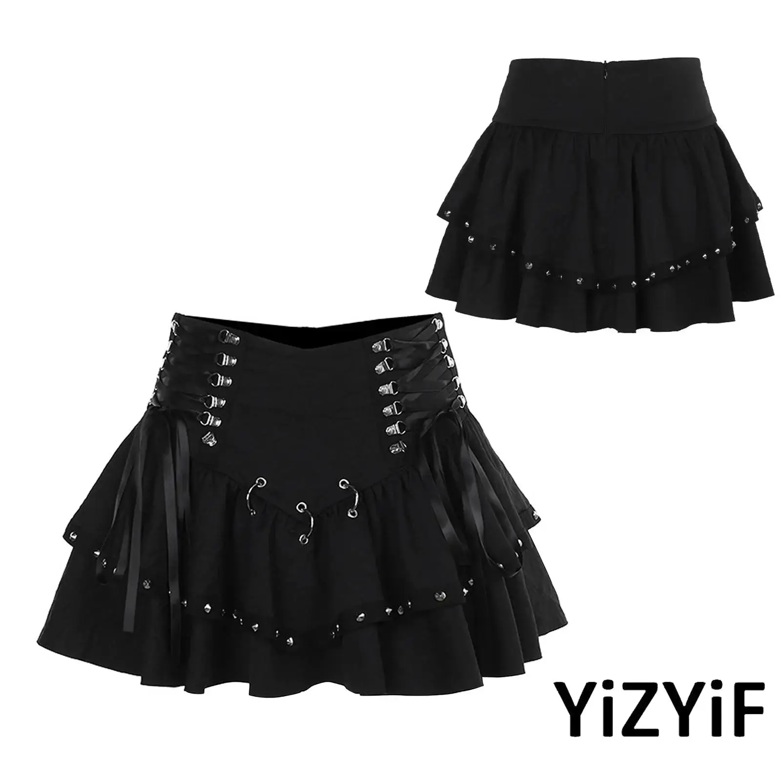 Halloween Womens Medieval Miniskirt Ring Rivets Side Lace-up High Waist Skirt Steampunk A-line Skirt for Vintage Gothic Roleplay
Halloween Womens Medieval Miniskirt Ring Rivets Side Lace-up High Waist Skirt Steampunk A-line Skirt for Vintage Gothic Roleplay