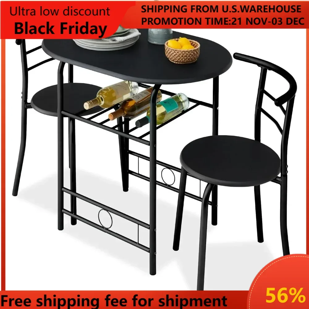 3-Piece Wooden Round Table & Chair Set for Kitchen, Dining Room, Compact Space w/Steel Frame, Built-in Wine
3-Piece Wooden Round Table & Chair Set for Kitchen, Dining Room, Compact Space w/Steel Frame, Built-in Wine