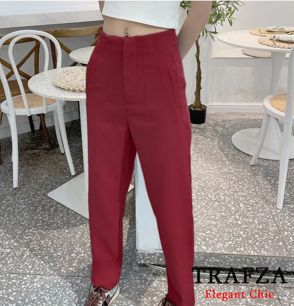 TRAFZA-Women Fashion High Waist Trousers Button Zipper Solid Pants New Spring Autumn Classic Casual Versatile Trousers
TRAFZA-Women Fashion High Waist Trousers Button Zipper Solid Pants New Spring Autumn Classic Casual Versatile Trousers