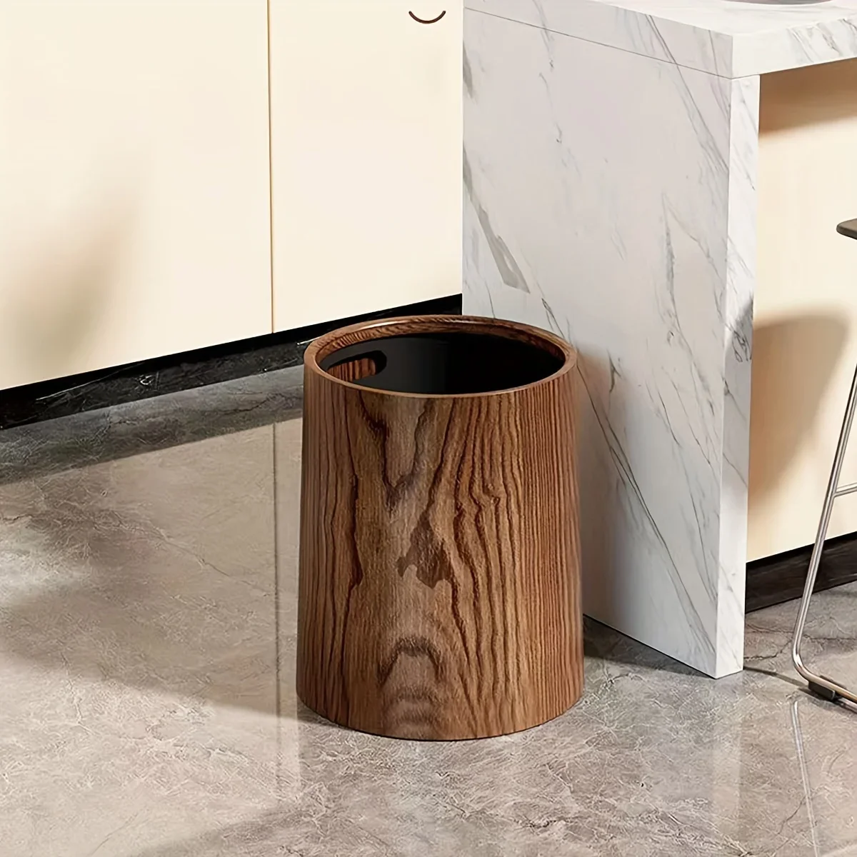 Double Layer Round Waste Bin with Retro Wood Grain, Versatile Garbage Can for Kitchen, Bathroom, Bedroom and Laundry
Double Layer Round Waste Bin with Retro Wood Grain, Versatile Garbage Can for Kitchen, Bathroom, Bedroom and Laundry