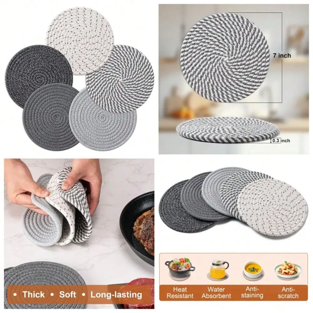 Heat Resistant Trivet Set Of 5 Gray 7 Inch Pot Holders Mats For Countertops Hot Pots Pans Kitchen Table Farmhouse Decor
Heat Resistant Trivet Set Of 5 Gray 7 Inch Pot Holders Mats For Countertops Hot Pots Pans Kitchen Table Farmhouse Decor