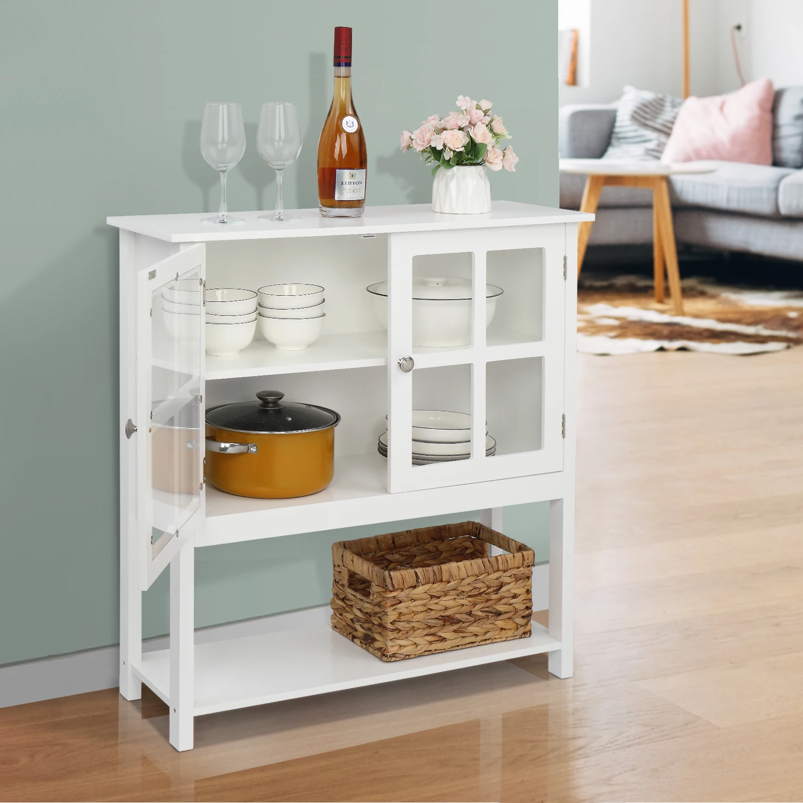 FCH 80x28x83,8 см прозрачные двойные двери двойные внутренние отсеки с нижней полкой для хранения MDF NC буфет с распылителем белого цвета 
FCH 80x28x83,8 см прозрачные двойные двери двойные внутренние отсеки с нижней полкой для хранения MDF NC буфет с распылителем белого цвета