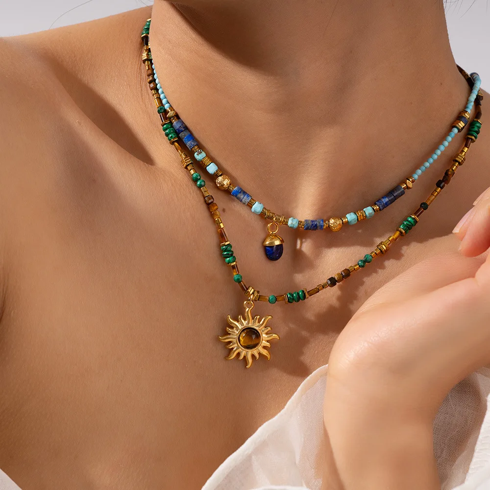 High Quality 18K Gold Plated Stainless Steel Sunburst Tiger Eye Charm Necklace Natural Gemstone Bead Aesthetic Waterproof Collar
High Quality 18K Gold Plated Stainless Steel Sunburst Tiger Eye Charm Necklace Natural Gemstone Bead Aesthetic Waterproof Collar